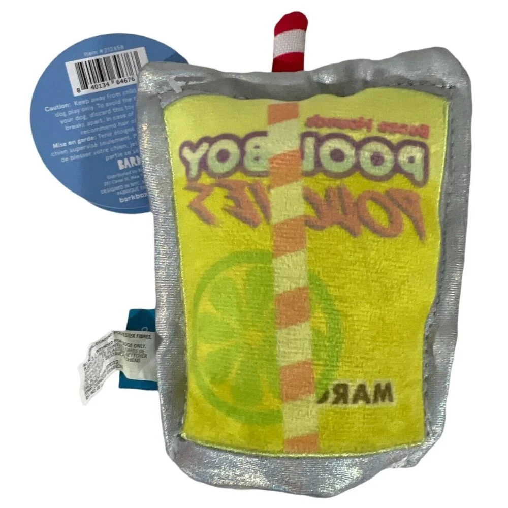 Bark box Dog Toy Boozehound Juice Pouch Squeaker Krinkle Size S